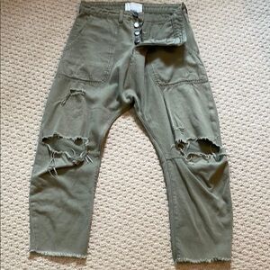 One Teaspoon Sinners size 26 army green distressed slouchy pants